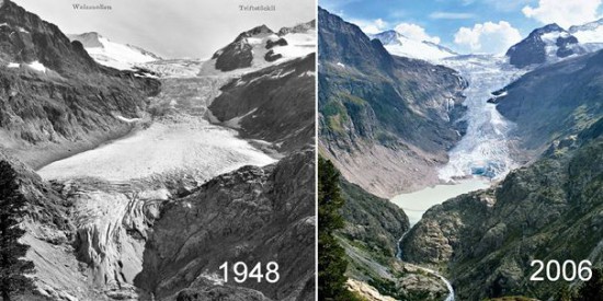 Ледник Трифт в 1948 и 2006