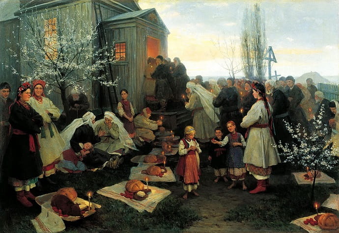 Н.К. Пимоненко, «Пасхальная заутреня в Малороссии» (1891 г.)