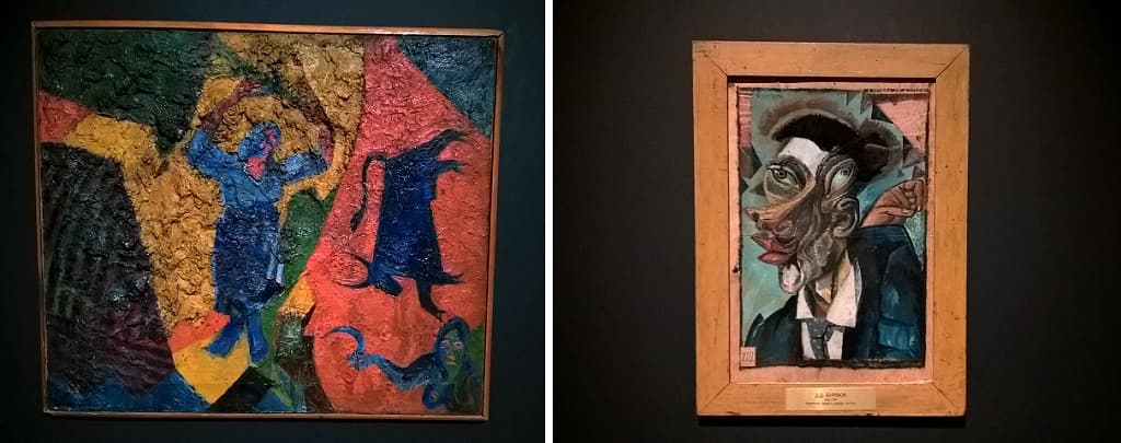 Слева, «Портрет Моего дяди» (1910), справа, «Жница» (1915)