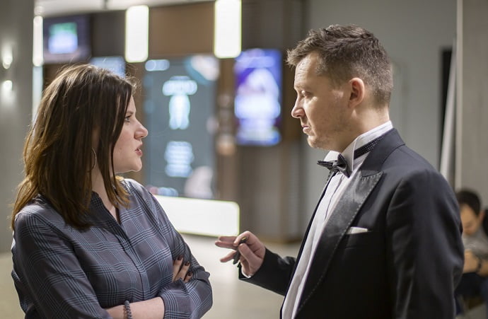 Дарья Жук и Роман Волобуев на съёмочной площадке