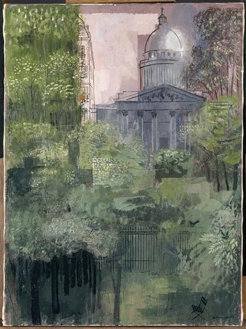 Ю.Анненков. «Вид на Пантеон из Люксембургского сада».1925 