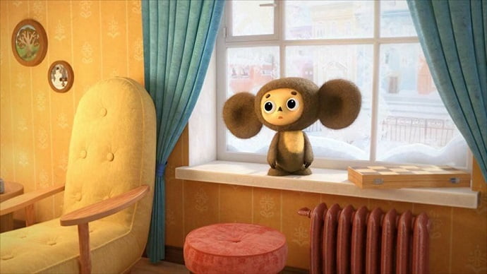 Кадр из мультфильма «Чебурашка. Секрет праздника»