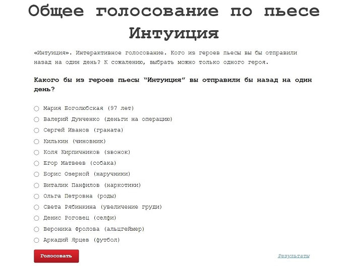 Проголосовать за понравившегося персонажа  можно  на официальном сайте Цыпкина