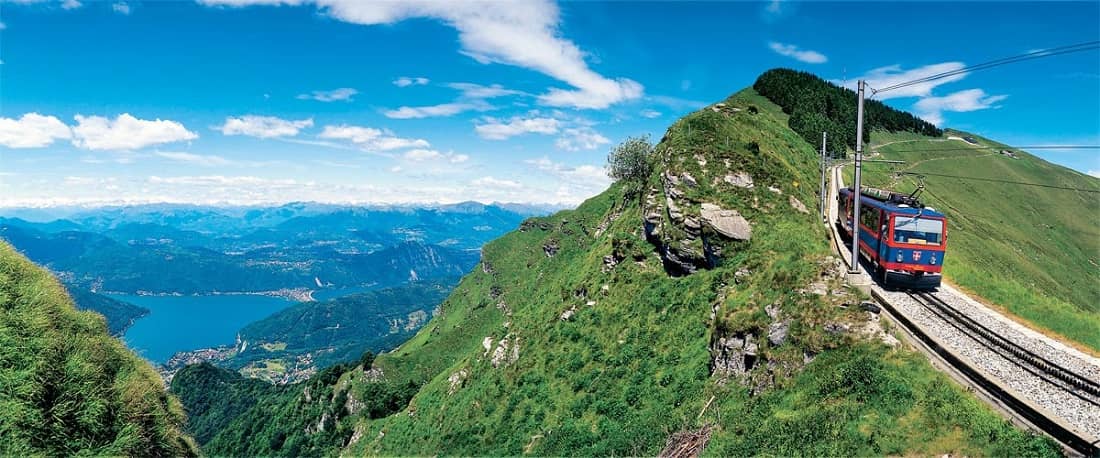 На вершину горы Монте-Дженерозо можно доехать за 40 минут на поезде по зубчатой железной дороге,  foto © Ticino turismo