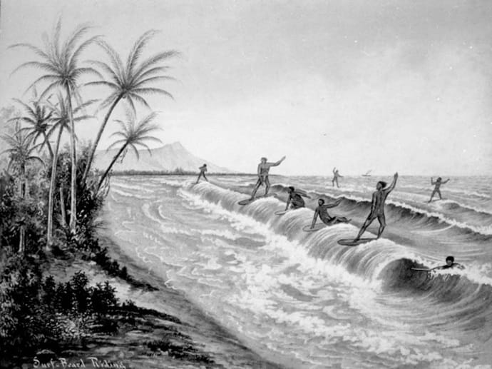 Гавайцы научились ездить по волнам на деревянных досках около 1000 лет назад