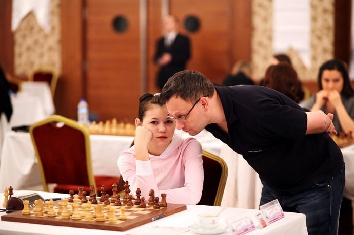 Александра с отцом Юрием Горячкиным. 2012 год