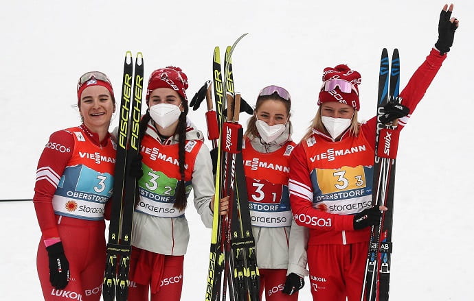 Российские лыжницы стали серебряными призёрами в эстафете 4х5 км