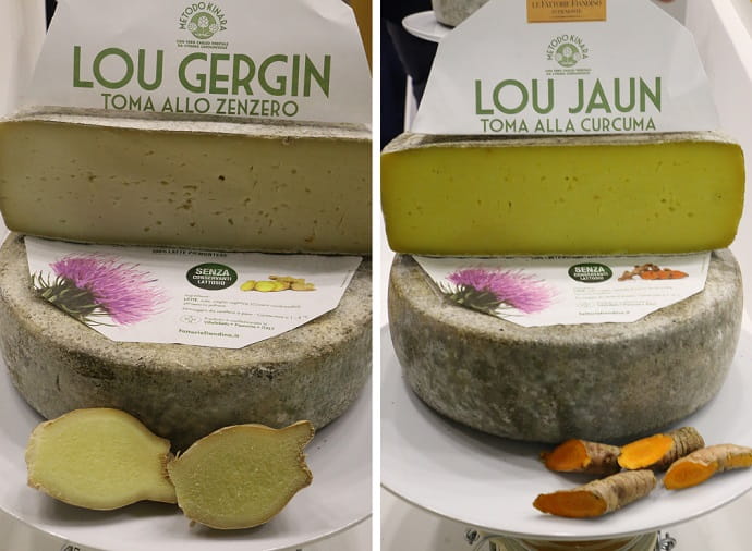 Сыр с имбирем (слева) и куркумой (справа)