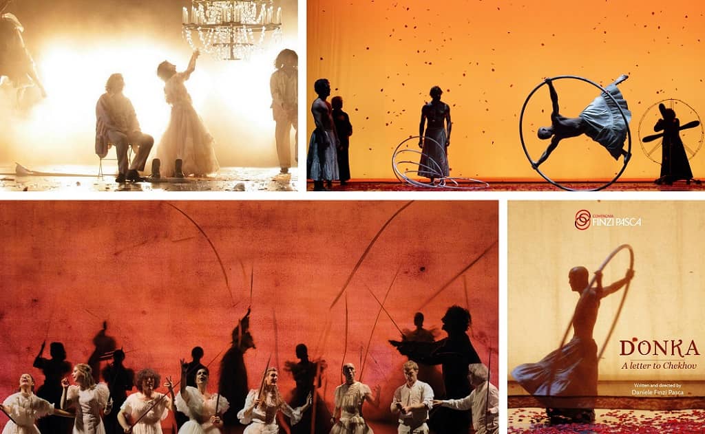 Scenes from the play “Donka, Message to Chekhov” staged by Swiss director Daniele Finzi Pasca