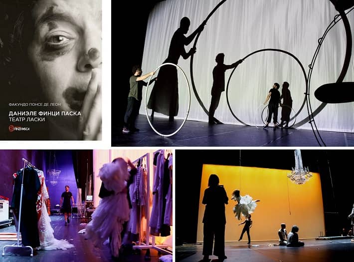 The Daniele Finzi Paska book "Theater of Caress" and the rehearsal of "Theater of Caress"