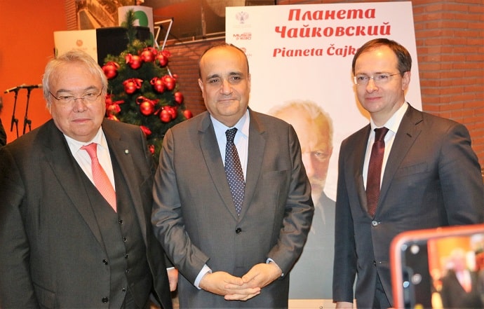 Michele dall'Ongaro (left), Alberto Bonisoli (center) and Vladimir Medinsky (right)