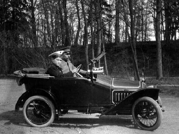 Tsarevich Alexey driving Bebe-Peugeot