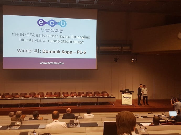 Dominik Kopp wins first place at "Early Career Award for Applied Biocatalysis/Nanobiotechnology"