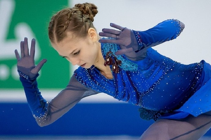 Alexandra Trusova cleanly performed a quadruple flip